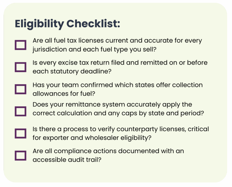 ComplyIQ IGEN compliance checklist for fuel tax licensing, reporting, and verification.